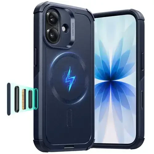 ESR for iPhone 17 Case, 7X Military-Grade Drop Protection, Shock-Absorbing Rugged Cover with Camera Control Button, MagSafe Accessories Compatible, Cyber Series, Navy Blue - ESR