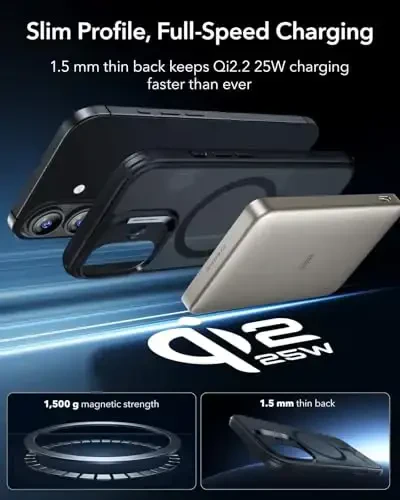 ESR for iPhone 17 Case, Camera Control, Compatible with MagSafe, Shockof Military-Grade tection, Magnetic Phone Case for iPhone 17, Classic Hybrid Case, Frosted Black - 5