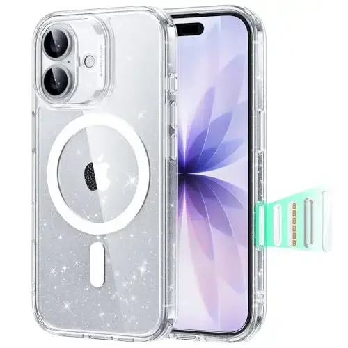 ESR for iPhone 17 Case, Camera Control, Compatible with MagSafe, Shockproof Military-Grade Protection, Magnetic Phone Case for iPhone 17, Classic Hybrid Case, Clear Shimmer - 1