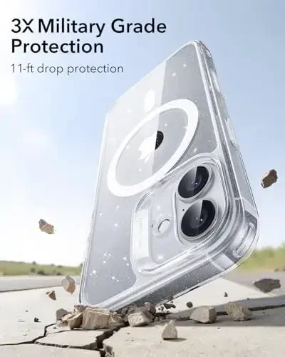 ESR for iPhone 17 Case, Camera Control, Compatible with MagSafe, Shockproof Military-Grade Protection, Magnetic Phone Case for iPhone 17, Classic Hybrid Case, Clear Shimmer - 4