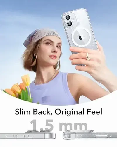 ESR for iPhone 17 Case, Camera Control, Compatible with MagSafe, Shockproof Military-Grade Protection, Magnetic Phone Case for iPhone 17, Classic Hybrid Case, Clear Shimmer - 6