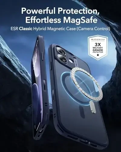 ESR for iPhone 17 Case, Camera Control, Compatible with MagSafe, Shockproof Military-Grade Protection, Magnetic Phone Case for iPhone 17, Classic Hybrid Case, Frosted Blue - 2