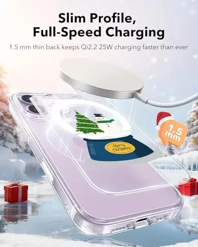 ESR for iPhone 17 Case, Camera Control Cover, Compatible with MagSafe, Shockproof Military-Grade Protection, Magnetic Phone Case for iPhone 17, Classic Hybrid Case, Christmas Globe - 5