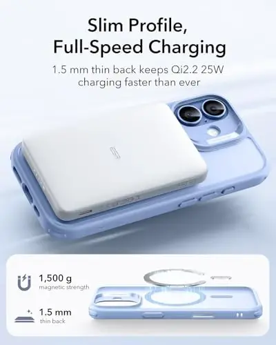 ESR for iPhone 17 Case, Camera Control Cover, Compatible with MagSafe, Shockproof Military-Grade Protection, Magnetic Phone Case for iPhone 17, Classic Hybrid Case, Frosted Light Blue - 5