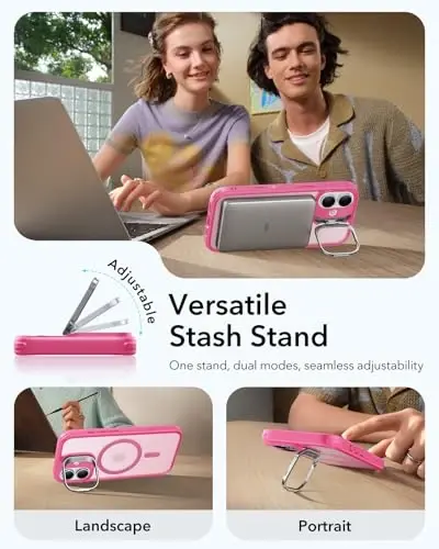 ESR for iPhone 17 G'ilofi Yacheyka Stend, Kamera Boshqaruv Qopqog'i MagSafe bilan Muvofiq, Harbiy Darajadagi Tushishdan Himoya Magnit Telefon G'ilofi iPhone 17 uchun, Chizilishga chidamli Orqa Qopqoq, Muzlatilgan Pushti - 3