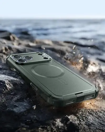 ESR for iPhone 17 Pro Case, 7X Military-Grade Drop Protection, Shock-Absorbing Rugged Cover with Camera Control Button, MagSafe Accessories Compatible, Cyber Series, Olive Green - 4