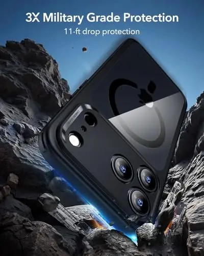 ESR for iPhone 17 Pro Case, Camera Control, Compatible with MagSafe, Shockof Military-Grade tection, Magnetic Phone Case for iPhone 17 Pro, Classic Hybrid Case, Clear Black - 4