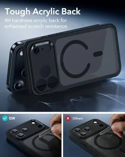 ESR for iPhone 17 Pro Case, Camera Control, Compatible with MagSafe, Shockof Military-Grade tection, Magnetic Phone Case for iPhone 17 Pro, Classic Hybrid Case, Frosted Black - 2