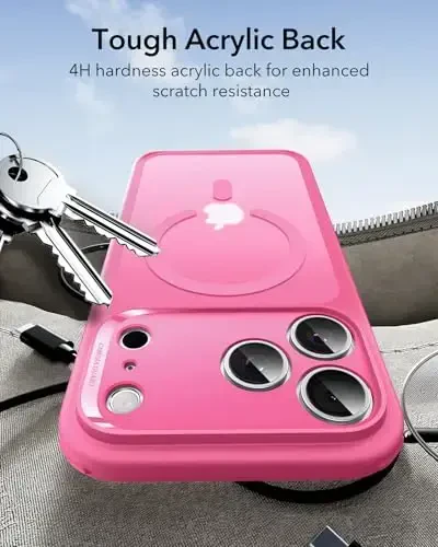 ESR for iPhone 17 Pro Case, Camera Control, Compatible with MagSafe, Shockproof Military-Grade Protection, Magnetic Phone Case for iPhone 17 Pro, Classic Hybrid Case, Frosted Pink - 6
