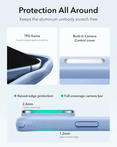 ESR for iPhone 17 Pro Case Flex Stand, for MagSafe, Frosted Light Blue | Anti-Yellowing, 3X Military-Grade Drop Protection, Magnetic Phone Case, Shockproof Air Guard Corners, Resists Scratches - 5