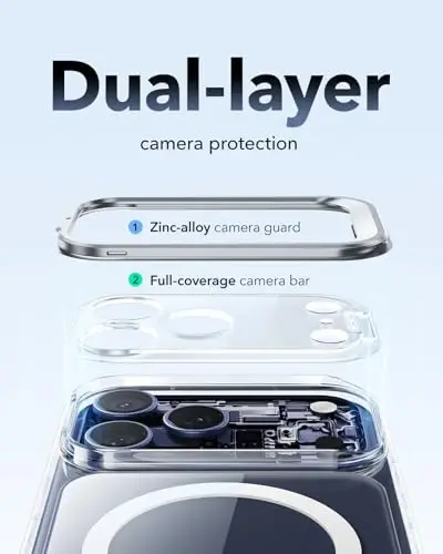 ESR for iPhone 17 Pro Case with Stash Stand, Camera Control Cover Compatible with MagSafe, Military-Grade Drop Protection Magnetic Phone Case for iPhone 17 Pro, Scratch-Resistant Back Cover, Clear - 2