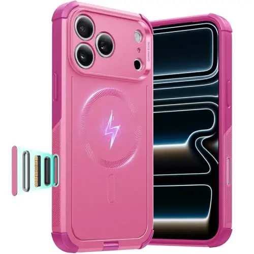 ESR for iPhone 17 Pro Max Case, 7X Military-Grade Drop Protection, Shock-Absorbing Rugged Cover with Camera Control Button, MagSafe Accessories Compatible, Cyber Series, Rosy Pink - 1