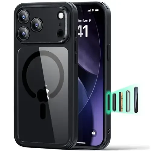 ESR for iPhone 17 Pro Max Case, Camera Control, Compatible with MagSafe, Shockof Military-Grade tection, Magnetic Phone Case for iPhone 17 Pro Max, Classic Hybrid Case, Clear Black 