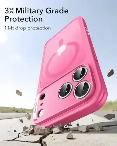 ESR for iPhone 17 Pro Max Case, Camera Control, Compatible with MagSafe, Shockproof Military-Grade Protection, Magnetic Phone Case for iPhone 17 Pro Max, Classic Hybrid Case, Frosted Pink - 3
