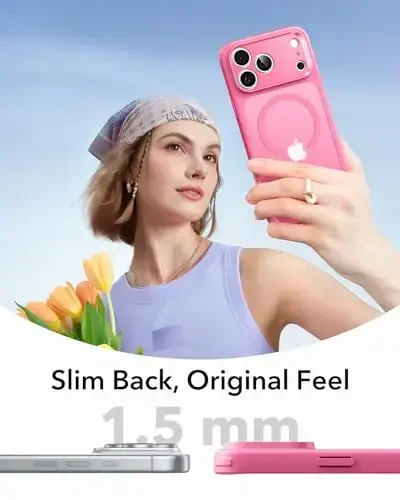 ESR for iPhone 17 Pro Max Case, Camera Control, Compatible with MagSafe, Shockproof Military-Grade Protection, Magnetic Phone Case for iPhone 17 Pro Max, Classic Hybrid Case, Frosted Pink - 5