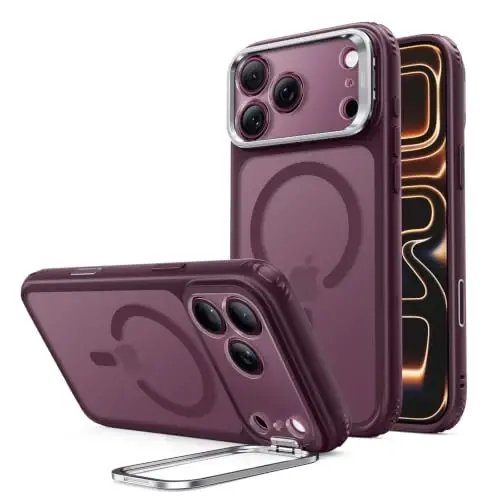ESR for iPhone 17 Pro Max Case Flex Stand, for MagSafe, Frosted Burgundy | Anti-Yellowing, 3X Military-Grade Drop Protection, Magnetic Phone Case, Shockproof Air Guard Corners, Resists Scratches - 1