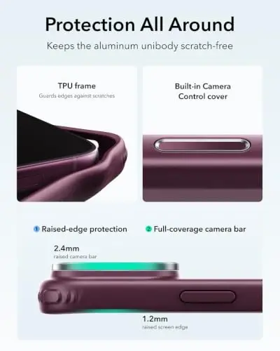ESR for iPhone 17 Pro Max Case Flex Stand, for MagSafe, Frosted Burgundy | Anti-Yellowing, 3X Military-Grade Drop Protection, Magnetic Phone Case, Shockproof Air Guard Corners, Resists Scratches - 5