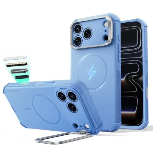 ESR for iPhone 17 Pro Max Case Flex Stand, for MagSafe, Rugged, Light Blue | Camera Control, 7X Military-Grade Drop Protection, Magnetic Phone Case, Shock-Absorbing Rugged Cover, Dustproof Port Cover - 1