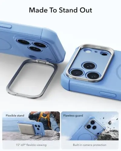 ESR for iPhone 17 Pro Max Case Flex Stand, for MagSafe, Rugged, Light Blue | Camera Control, 7X Military-Grade Drop Protection, Magnetic Phone Case, Shock-Absorbing Rugged Cover, Dustproof Port Cover - 4
