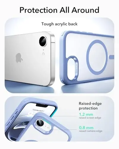 ESR for iPhone 17e/iPhone 16e Case, Compatible with MagSafe, Shockproof Military-Grade Protection, Scratch-Resistant Back, Magnetic Phone Case for iPhone 17e/16e,Classic Hybrid Case,Frosted Light Blue - 3