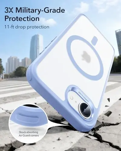 ESR for iPhone 17e/iPhone 16e Case, Compatible with MagSafe, Shockproof Military-Grade Protection, Scratch-Resistant Back, Magnetic Phone Case for iPhone 17e/16e,Classic Hybrid Case,Frosted Light Blue - 4
