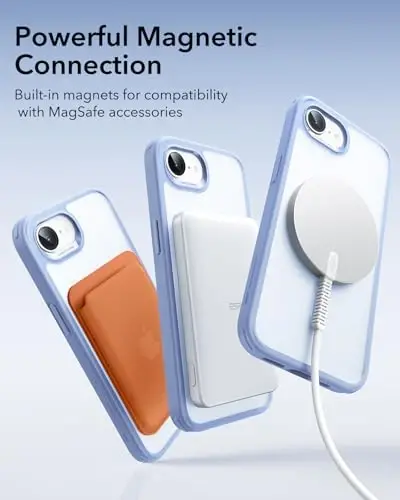 ESR for iPhone 17e/iPhone 16e Case, Compatible with MagSafe, Shockproof Military-Grade Protection, Scratch-Resistant Back, Magnetic Phone Case for iPhone 17e/16e,Classic Hybrid Case,Frosted Light Blue - 5