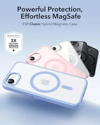 ESR for iPhone 17e/iPhone 16e Case, Compatible with MagSafe, Shockproof Military-Grade Protection, Scratch-Resistant Back, Magnetic Phone Case for iPhone 17e/16e,Classic Hybrid Case,Frosted Light Pink - 3