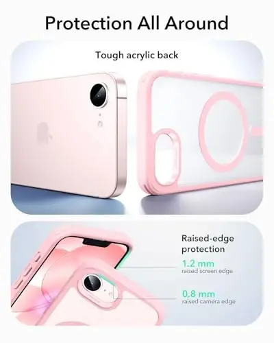 ESR for iPhone 17e/iPhone 16e Case, Compatible with MagSafe, Shockproof Military-Grade Protection, Scratch-Resistant Back, Magnetic Phone Case for iPhone 17e/16e,Classic Hybrid Case,Frosted Light Pink - 4
