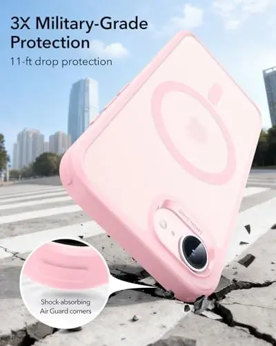 ESR for iPhone 17e/iPhone 16e Case, Compatible with MagSafe, Shockproof Military-Grade Protection, Scratch-Resistant Back, Magnetic Phone Case for iPhone 17e/16e,Classic Hybrid Case,Frosted Light Pink - 5