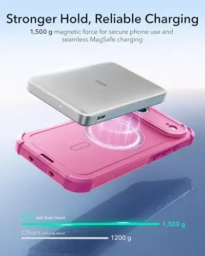 ESR for iPhone Air Case, 7X Military-Grade Drop Protection, Shock-Absorbing Rugged iPhone 17 Air Cover with Camera Control Button, MagSafe Accessories Compatible, Cyber Series, Rosy Pink - 6