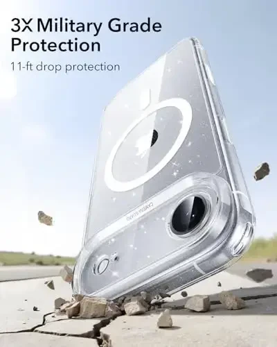 ESR for iPhone Air Case, Camera Control, Compatible with MagSafe, Shockproof Military-Grade Protection, Magnetic Phone Case for iPhone 17 Air Case, Clear Shimmer - 4