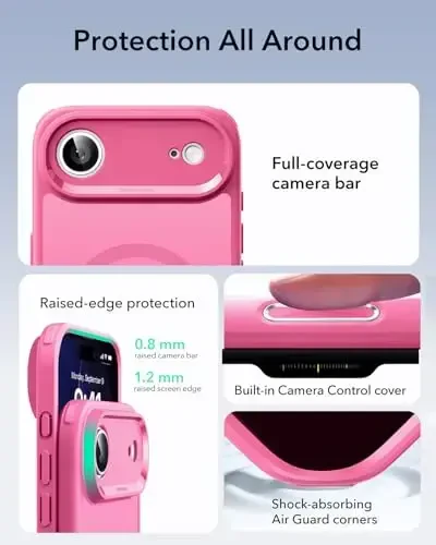 ESR for iPhone Air Case, Camera Control, Compatible with MagSafe, Shockproof Military-Grade Protection, Magnetic Phone Case for iPhone 17 Air Case, Frosted Pink - 2