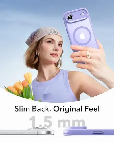 ESR for iPhone Air Case, Camera Control, Compatible with MagSafe, Shockproof Military-Grade Protection, Magnetic Phone Case for iPhone 17 Air Case, Frosted Purple - 6