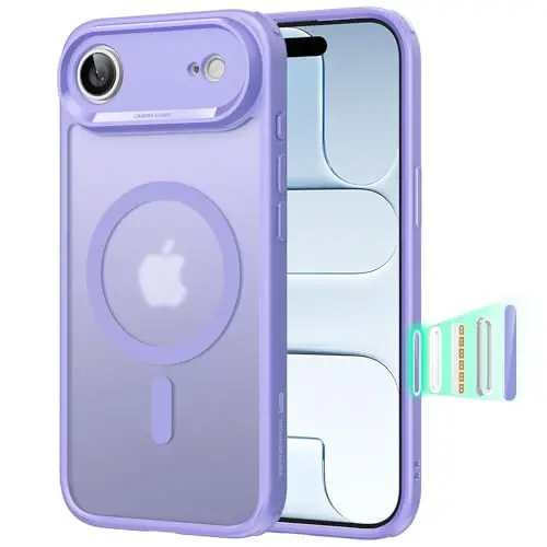 ESR for iPhone Air Case, Camera Control, Compatible with MagSafe, Shockproof Military-Grade Protection, Magnetic Phone Case for iPhone 17 Air Case, Frosted Purple 