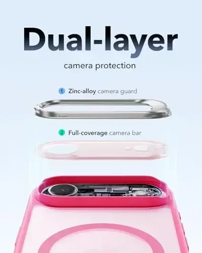 ESR for iPhone Air Case with Stash Stand, Camera Control Cover Compatible with MagSafe, Military-Grade Drop Protection Magnetic Phone Case for iPhone 17 Air, Scratch-Resistant Back Cover,Frosted Pink - 2
