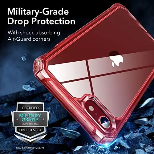 ESR for iPhone SE (2022) Case, iPhone SE (2020) and iPhone 8, Military-Grade Protection, Shock-Absorbing Corners, Yellowing-Resistant Back, Phone Case for SE 3/2, Air Armor Case, Clear Red - 3
