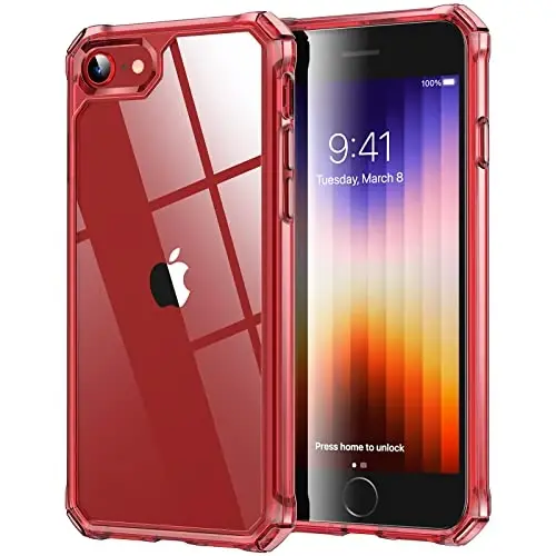 ESR for iPhone SE (2022) Case, iPhone SE (2020) and iPhone 8, Military-Grade Protection, Shock-Absorbing Corners, Yellowing-Resistant Back, Phone Case for SE 3/2, Air Armor Case, Clear Red - 1