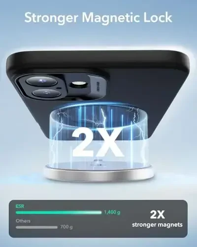 ESR for iPhone16 Case with MagSafe, Supports Magnetic Charging, Smooth & Slim Silicone Case, Shockproof, Full Screen and Camera Protection, Soft Microfiber Lining,Black - 4