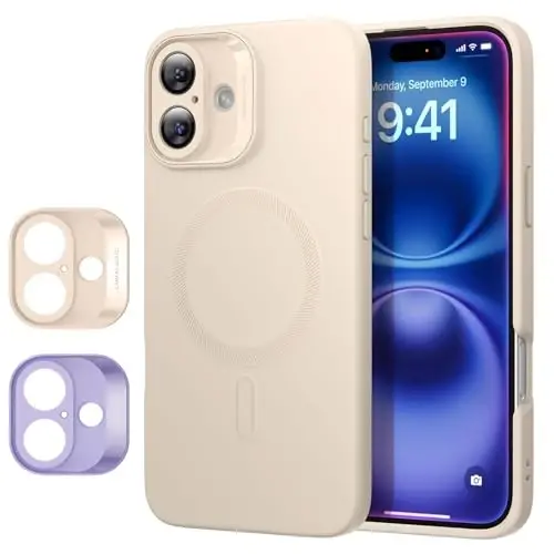 ESR for iPhone16 Case with MagSafe, Supports Magnetic Charging, Smooth & Slim Silicone Case, Shockproof, Full Screen and Camera Protection, Soft Microfiber Lining,Light Tan - 1