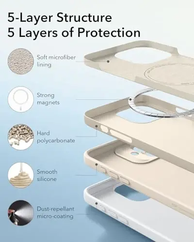 ESR for iPhone16 Case with MagSafe, Supports Magnetic Charging, Smooth & Slim Silicone Case, Shockproof, Full Screen and Camera Protection, Soft Microfiber Lining,Light Tan - 4