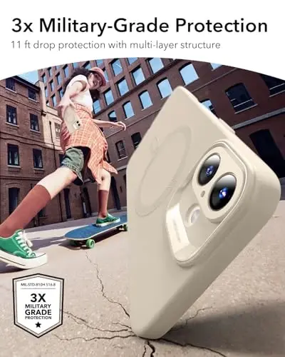 ESR for iPhone16 Case with MagSafe, Supports Magnetic Charging, Smooth & Slim Silicone Case, Shockproof, Full Screen and Camera Protection, Soft Microfiber Lining,Light Tan - 6