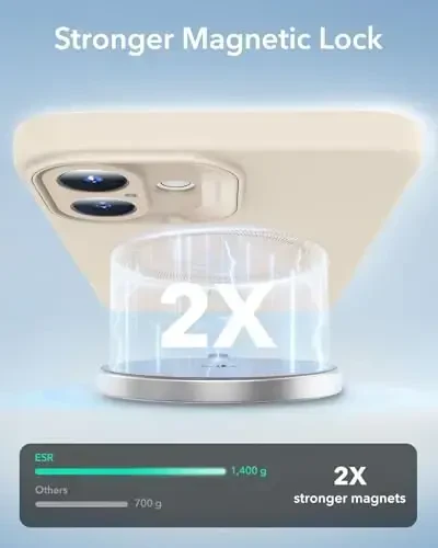 ESR for iPhone16 Plus Case with MagSafe, Supports Magnetic Charging, Smooth & Slim Silicone Case, Shockproof, Full Screen and Camera Protection, Soft Microfiber Lining,Light Tan - 4