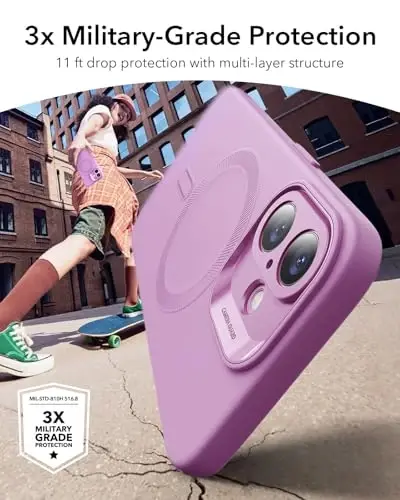 ESR for iPhone16 Plus Case with MagSafe, Supports Magnetic Charging, Smooth & Slim Silicone Case, Shockproof, Full Screen and Camera Protection, Soft Microfiber Lining,Pink - 3