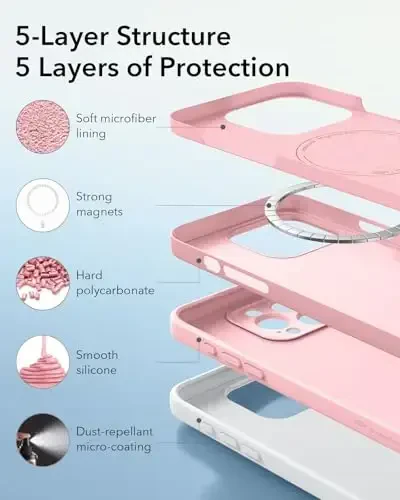 ESR for iPhone16 Pro Case with MagSafe, Supports Magnetic Charging, Smooth & Slim Silicone Case, Shockproof, Full Screen and Camera Protection, Soft Microfiber Lining,Pink - 4