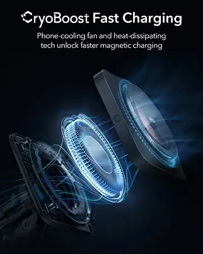 ESR for MagSafe Car Mount Charger with CryoBoost, Magnetic Wireless Car Charger, for MagSafe Car Charging, for iPhone 17/16/15/14/13/12, S25, Fast Phone Cooling Charging Set,36W QC 3.0 Adapter - ESR (1)