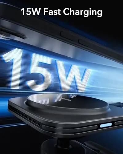 ESR for MagSafe Car Mount Charger, 15W Magnetic Wireless Car Charger, for MagSafe Phone Charging, Air Vent Phone Holder for iPhone 17e/17-12, Samsung Galaxy S26/S25, with 36W QC 3.0 Fast Charging - 3