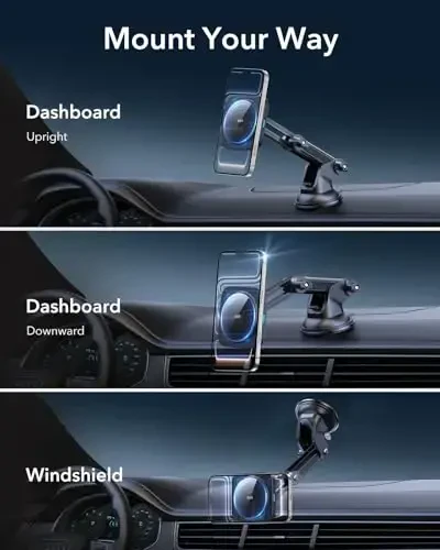 ESR for MagSafe Car Mount Charger, for MagSafe Car Charger, Dashboard/Windshield Magnetic Wireless Car Charger, 360° Rotation, Magnetic Car Phone Holder Mount for iPhone 15/14/13/12, Fast Charging - 3