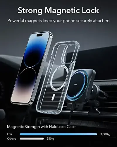 ESR for MagSafe Car Mount Charger with CryoBoost, Magnetic Wireless Car Charger, for MagSafe Car Charging, for iPhone 17/16/15/14/13/12, S25, Fast Phone Cooling Charging Set,36W QC 3.0 Adapter - 5