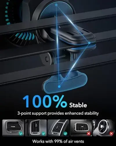 ESR for MagSafe Car Mount Charger with CryoBoost, Phone Cooling MagSafe Car Charger, Magnetic Wireless Car Charger, Air Vent/Dashboard Car Phone Holder Mount for iPhone 15/14/13/12, Fast Charging - ESR (1)