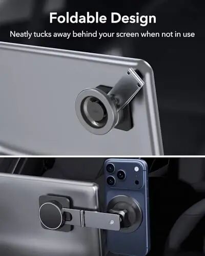 ESR for MagSafe Car Mount, Foldable Dashboard/Tesla Magnetic Car Mount, Tesla Touchscreen Car Phone Holder Mount, Magnetic Phone Holder for Car, for iPhone 15/14/13/12, Charging Not Supported, Grey - 4